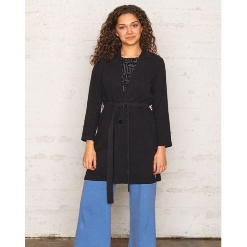 North of West Tencel Long Jacket M Belted Black